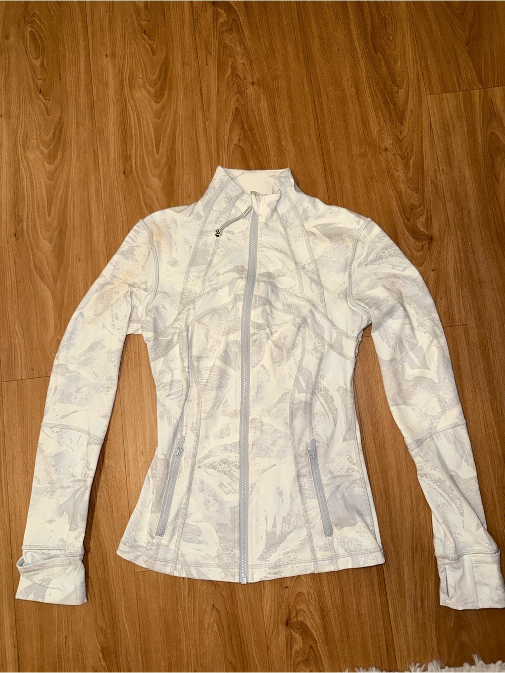 Lululemon Define White Printed Utility Zip Jacket with High Collar